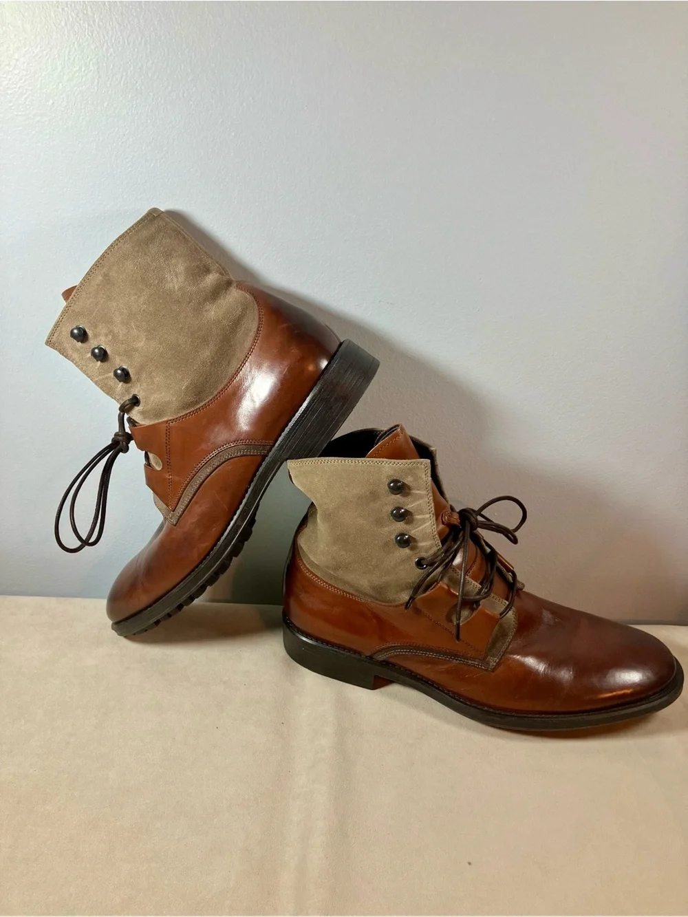 Mens To Boot New York Blake Mixed-Media Boot Lace Up Leather Suede Italy US 8.5
